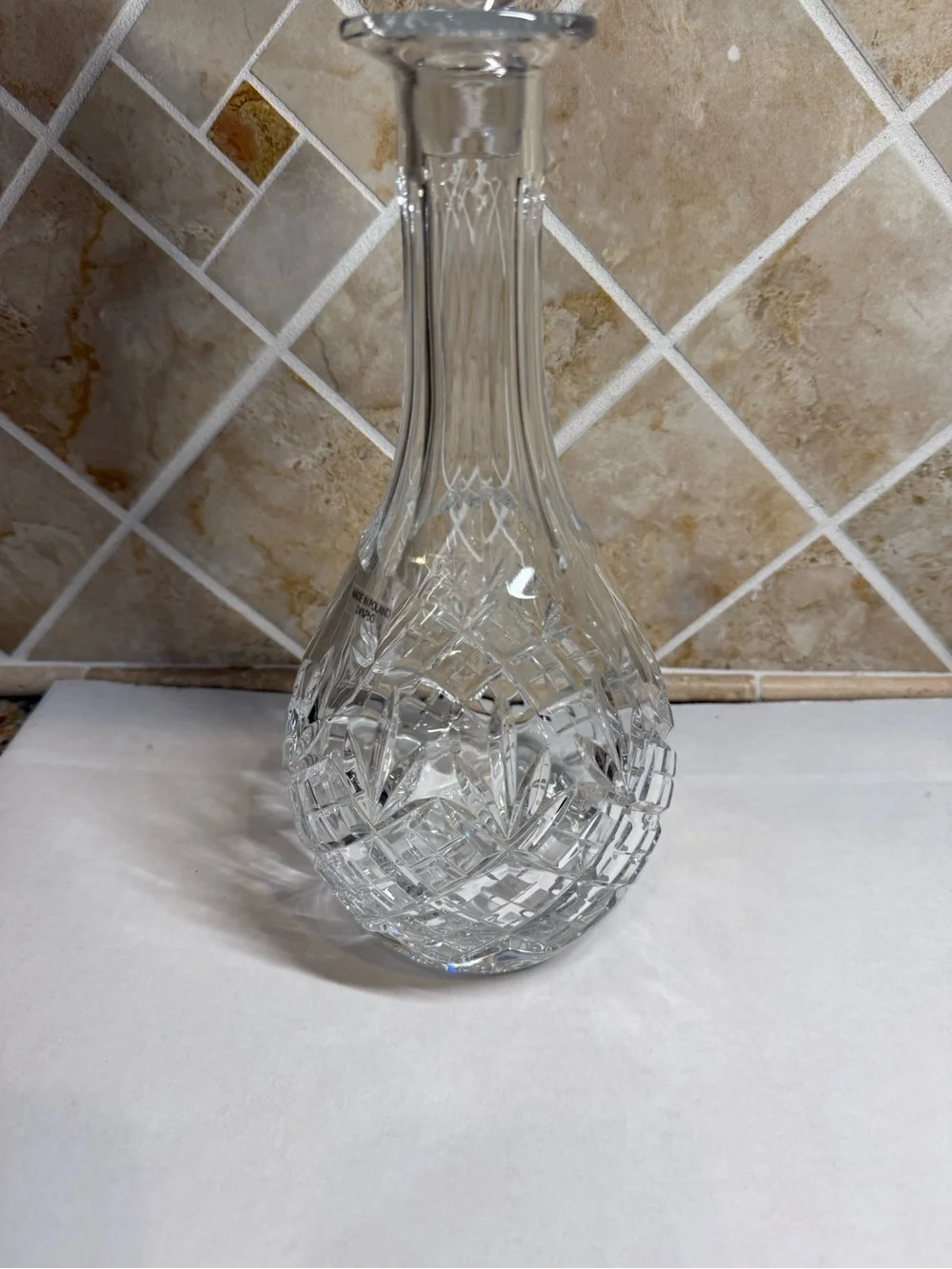 Polish 24% Lead Crystal Cut Glass Decanter with Stopper Made in Poland 11”